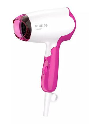 Фен philips essentialcare дорожный, 1200вт, 3 режима, холл. обдув, розовый