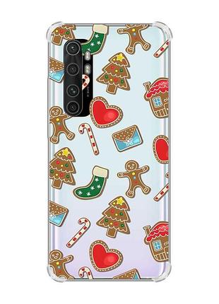 Чохол з потовщеними кутами на xiaomi mi note 10 lite різдвяний фон (принт 181)