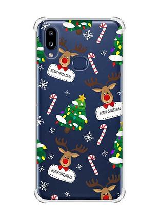 Чехол с утолщенными углами на samsung galaxy a10s/a107 рождественский фон (принт 154)