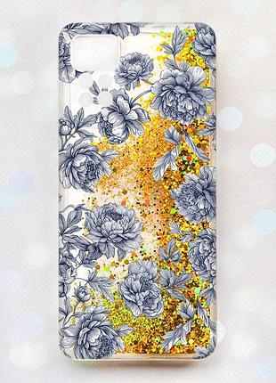 Чохол з плаваючими золотими блискітками на xiaomi redmi note 11 pro нічні квіти (принт 432)