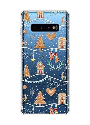Прозорий чохол на samsung galaxy s10 plus :: фон різдво (новорічний принт 201)