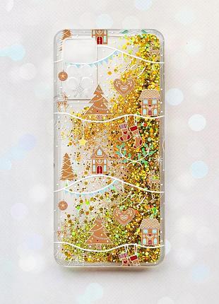 Чохол з плаваючими блискітками на xiaomi redmi note 11 pro золотий :: фон різдво (принт 201)