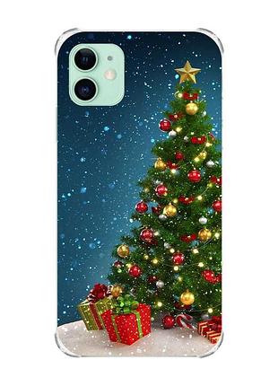 Чохол з потовщеними кутами на apple iphone 11 (6.1) :: ялинка з подарунками (новорічний принт 159)