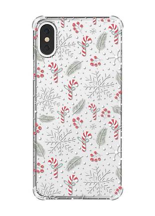 Чехол с утолщёнными углами на iphone x/xs :: новогодний фон (принт 199)