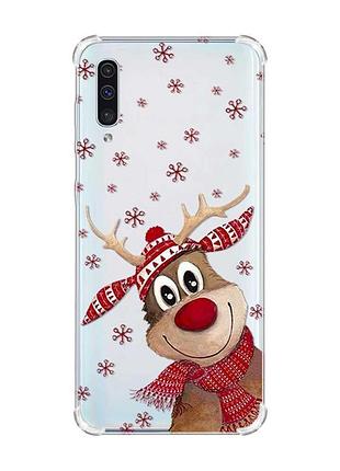 Чохол з потовщеними кутами на samsung galaxy а50 (2019) а505 зимове оленятко (принт 149)
