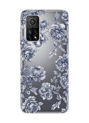 Прозрачный чехол на xiaomi mi 10t/mi 10t pro ночные цветы (принт 432)