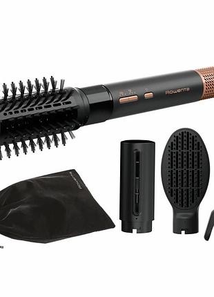 Фен-щітка rowenta air shape, 1300вт, 3 режими, іоніз-я, хол. обдув, 4 насадки, кераміка, чорно-золотий