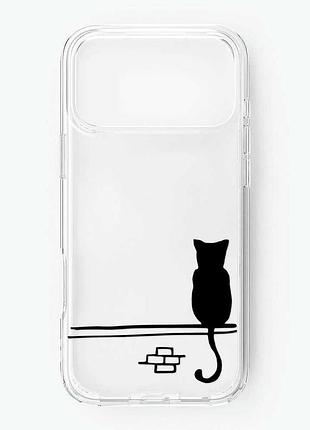 Прозрачный чехол на iphone 17 pro max кот (принт 130)