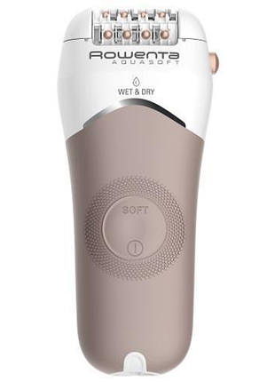 Эпилятор rowenta aquasoft wet&dry пинцетный, аккумуляторный, пинцет.-24, влага.+сух, насадок-4, пудровый