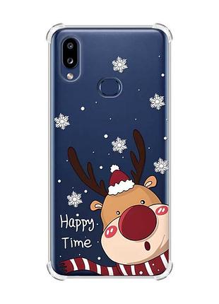 Чехол с утолщенными углами на samsung galaxy a10s/a107 зимний оленёнок (принт 155)
