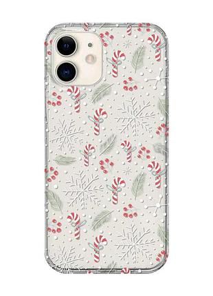 Прозрачный чехол на iphone 12 mini :: новогодний фон (принт 199)