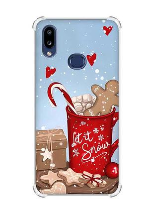 Чехол с утолщенными углами на samsung galaxy a10s/a107 какао с пряниками (принт 191)