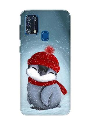 Чехол на samsung galaxy m31 :: пингвинёнок в шапочке (новогодний принт 157)