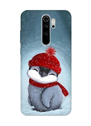 Чехол на xiaomi redmi note 8 pro :: пингвинёнок в шапочке (новогодний принт 157)