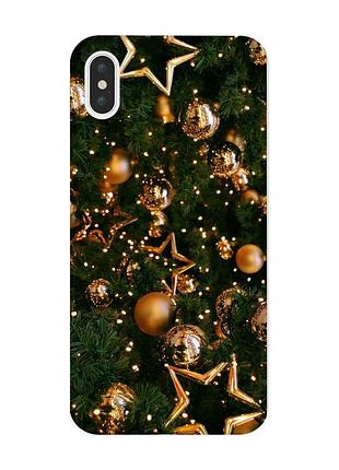 Чехол на iphone xs max :: золотые шары (новогодний принт 162)