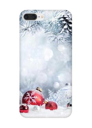 Чехол на iphone 7 plus/8 plus :: красные шарики (новогодний принт 168)