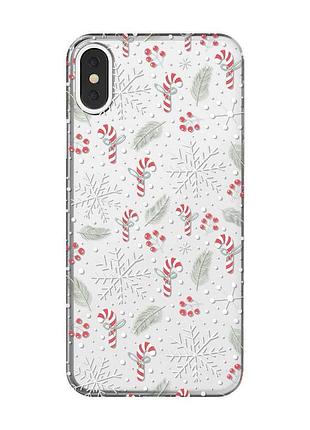 Прозорий чохол на iphone x / xs новорічний фон (принт 199)