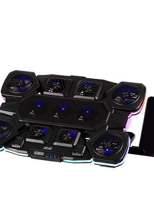 Подставка для ноутбука 2e gaming cpg-011, до 17.3", 1xusb-a, 1xusb-c, lcd, rgb, черный