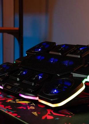 Подставка для ноутбука 2e gaming cpg-011, до 17.3", 1xusb-a, 1xusb-c, lcd, rgb, черный 2