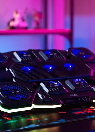 Подставка для ноутбука 2e gaming cpg-011, до 17.3", 1xusb-a, 1xusb-c, lcd, rgb, черный 4