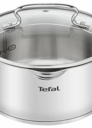 Кастрюля tefal duetto+, 2.9л, с крышкой, нержавеющая сталь, стекло
