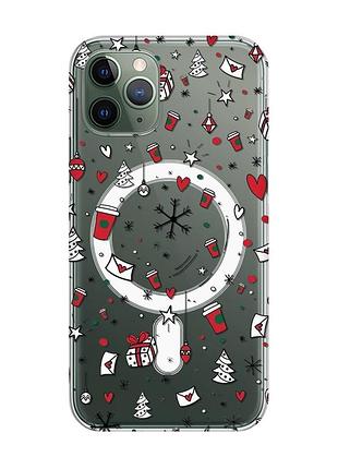 Магнитный чехол на iphone 12/12 pro с поддержкой magsafe :: праздничный фон (новогодний принт 182)