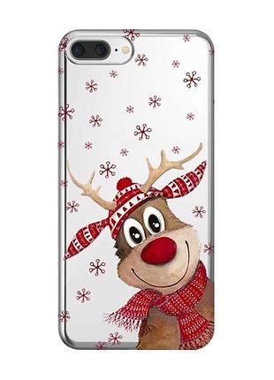 Прозрачный чехол для iphone 7 plus / iphone 8 plus зимний олень (принт 149)