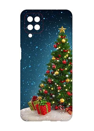 Матовий чохол з червоними боками на samsung galaxy a12 :: ялинка з подарунками (принт 159)