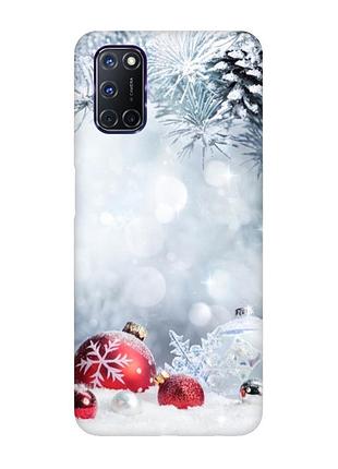 Матовий чохол з чорними боками на oppo a52/a72/a92 :: червоні кульки (новорічний принт 168)