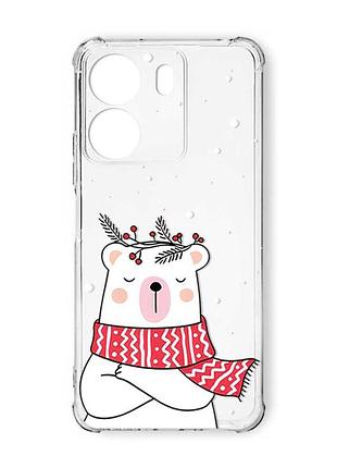 Чехол с утолщёнными углами на xiaomi redmi 13c :: медведь в шарфе (принт 147)