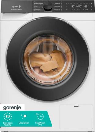 Стиральная машина gorenje фронтальная, 9кг, 1400, a+++, 54см, дисплей, инвертор, пара, wi-fi, белый