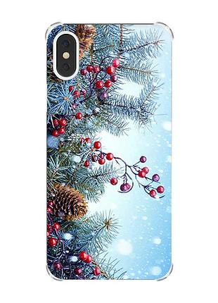 Чехол с утолщёнными углами на iphone x/xs :: зимний фон (новогодний принт 167)