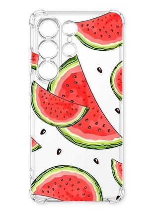 Чехол с утолщёнными углами на samsung galaxy s26 ultra ломтики арбуза (принт 342)