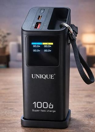 Портативна батарея unique 60000mah power bank швидка зарядка led-дисплей