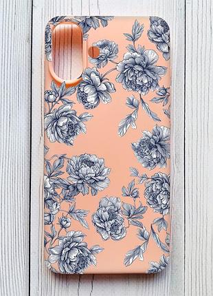 Матовий персиковий чохол на iphone 16 plus нічні квіти (принт 432)