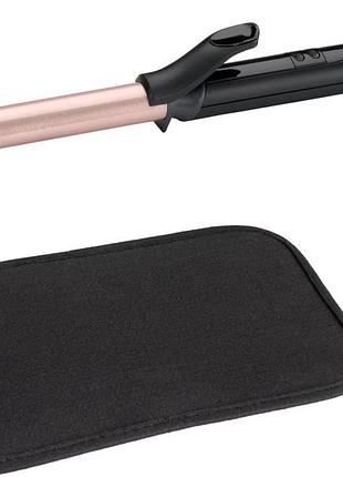 Плойка babyliss, 37вт, темп.режимов-6, d -19mm, 160-210с, термо килимок, кварц, кераміка, чорно-рожевий