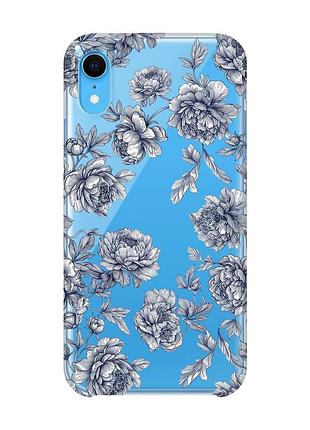 Прозорий чохол на iphone xr нічні квіти (принт 432)