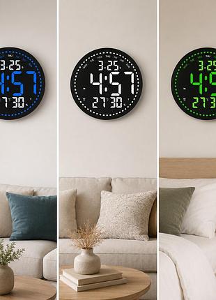 Годинник blue/white/green 2828 + пульт / годинник на стіну від 220в / led годинник