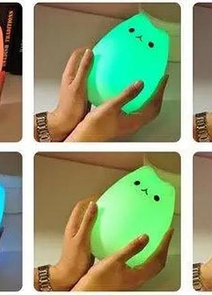 Сенсорный силиконовый led светильник-ночник котик