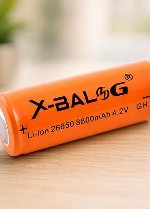 Аккумулятор 26650 / батарея литиево-ионовая x-balog 26650 8800 mah 1 шт