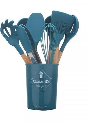 Набор кухонных принадлежностей силиконовый kitchen set rb-2239 синий (12 предметов)