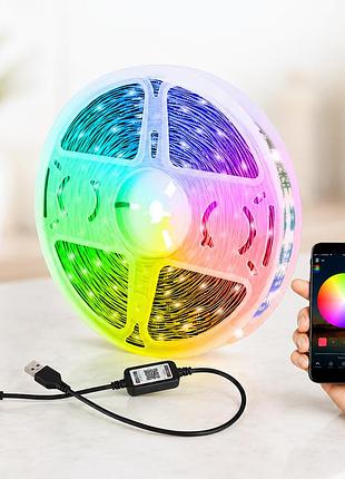 Led гірлянда c bluetooth та керуванням з телефону 5м app bt / світлодіодна bluetooth rgb стрічка usb / rgb стрічка 12в