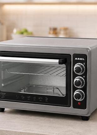 Духовка asel af-0723 50 л серая / печь электрическая с механическим управлением / электродуховка 1500 вт