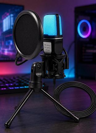 Конденсаторний мікрофон yanmai sf666r usb з rgb-підсвічуванням
