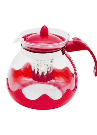Чайник-заварник 1,5л скляний пластик fy304 тм red cherry