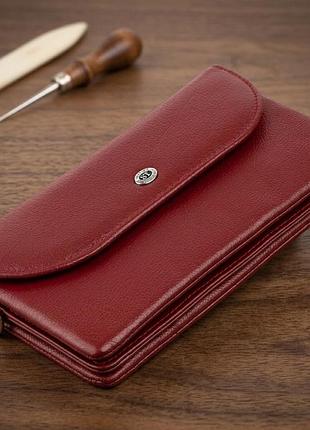 Клатч зі шкіри жіночий st leather 19318 бордовий
