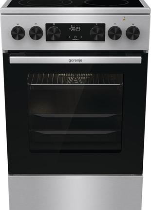 Плита gorenje электрическая стеклокерамическая, 70л, 50x60см, дисплей, программатор, нерж