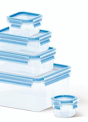 Набір контейнерів tefal master seal, 5шт, пластик, прозорий, синій
