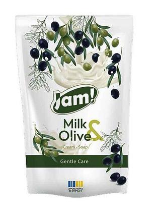 Крем-мыло жидкое 300мл дой-пак milk olive с глицерином тм jam