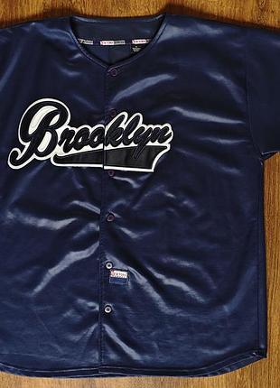 Чоловіче бейсбольне джерсі new york xpress brooklyn mens vintage early 00s y2k big logo navy blue baseball jersey